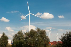 Nordex Windkraftanlagen im Hamburger Hafen