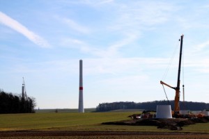 Tumbau des Windparks Maßbach von Green City Energy - Anfang März