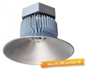 Dimm- und steuerbarer LED-Hallentiefstrahler für 5-15 m Höhe