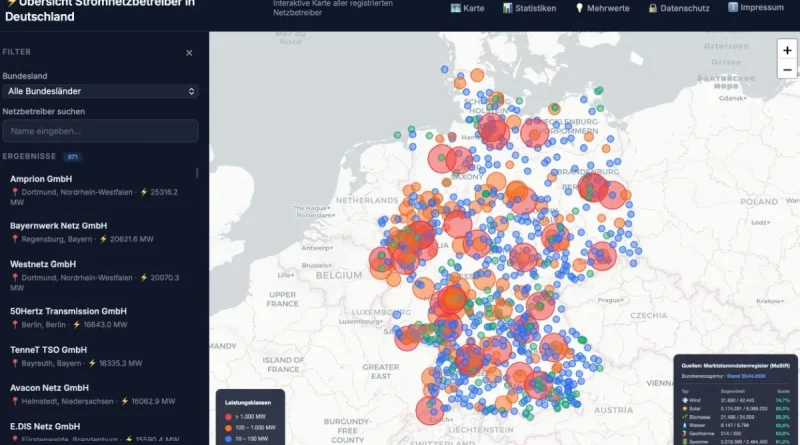 edna: Neue Deutschlandkarte zeigt Leistungen der Stromnetzbetreiber